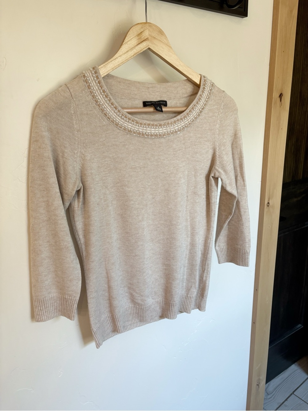 Banana Republic Wool Blend Pearl Beaded Embellished Sweater Size S